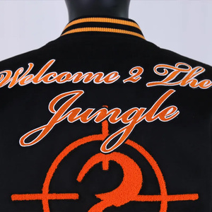 แจ็กเก็ตเลตเทอร์แมนสำหรับผู้ชาย, แจ็กเก็ตเบสบอลขนแกะสีดำระบายอากาศได้ดีดีไซน์กราฟฟิตี้สำหรับฤดูหนาว - Product Image 6