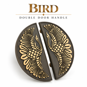Manija de Puerta Doble de Lujo en Latón Antiguo Negro con Diseño de Pájaro, Manija Decorativa para Puerta Principal, Herraje de Puerta de Diseño Moderno - Product Image 1