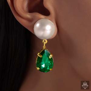 PRAO <b>Fine</b> <b>Jewelry</b> <b>Set</b> Pearls & Emerald Necklace with Earrings Elegant Gemstone Accessory - Product Image 3