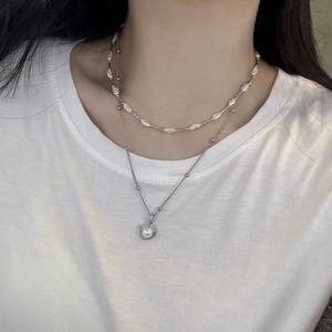 Collar de Perlas de Agua Dulce Barrocas de 87 cm con Cuentas Irregulares en Forma de Pipa, Cadena de Clavícula Natural de Doble Capa - Product Image 4