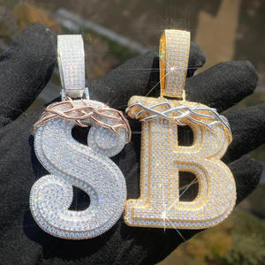 Iced Out " S " Letter Pendant Lab Grown Diamond <b>Crown</b> Of Thorns Hip Hop Necklace Bling Chain Luxury Jewelry Gift - Product Image 5