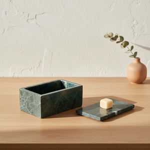 Green Marble Storage <b>Box</b> Luxury Natural Stone Organizer Decorative Marble Container Handcrafted <b>Vanity</b> <b>Box</b> Elegant Tabletop Deco - Product Image 1