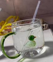 Gobelet réutilisable en verre borosilicate de haute qualité, avec poignée décorative, motif animal 3D fait main, design champêtre, 10-13 oz, garde les boissons au frais