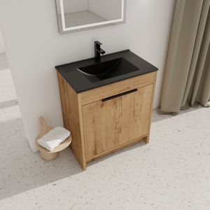 Mobile Bagno Freestanding da 30 Pollici con Lavabo, 2 Ante con Chiusura Ammortizzata, Imballaggio KD, Modello BVB02430IMO BL9075BK - Product Image 4