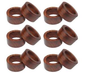 Juego de Anillos para Servilletas de Madera Rústica Premium, Hechos a Mano, de Madera Maciza, Ecológicos, Diseño Clásico para Decoración de Mesa Elegante, Eventos y Fiestas - Product Image 3