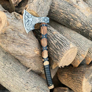 Hacha Vikinga Escandinava, Cabeza de Acero al Carbono de Grado Industrial, Mango de Madera Sólida, para Supervivencia, Decoración, Coleccionismo Cultural - Product Image 2