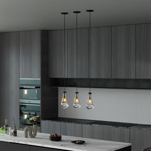 Lampadario Moderno a Goccia Nera, Lampada a Sospensione per Isola Cucina e Sala da Pranzo, Lampadario a Goccia - Product Image 5