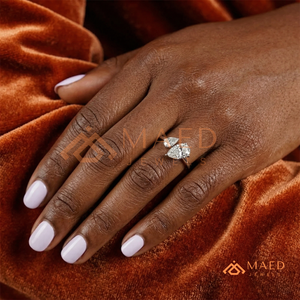 Anillo de compromiso de plata de ley 925 con moissanita en forma de pera, joyería nupcial de moissanita y diamantes para mujer, banda de lujo de EE. UU. - Product Image 4