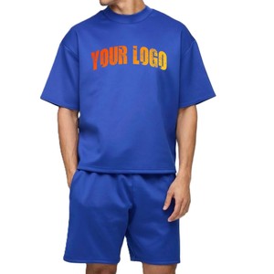 Ensemble T-shirt et short pour homme, élégant, respirant, léger, été, logo personnalisé, décontracté, sport, streetwear, 100% coton - Product Image 1