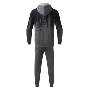 High Selling Custom Men's Hooded Tracksuit Set Digital <b>Print</b> Polyester Cotton Knitted Breathable Casual Autumn Wear Active wear - Product Image 2