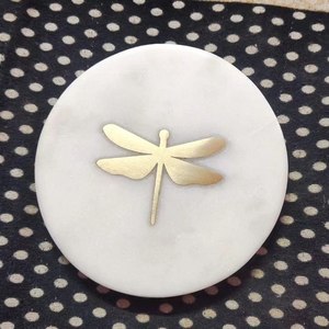 Modern <b>Square</b> Marble Coaster <b>Set</b> With Brass Inlay Non-Slip Drink Mats & Pads For Table Decoration Dinnerware At Best Price - Product Image 3