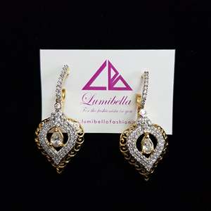 Heart Shaped American Diamond Earrings-Classic Hoop Style Natural VS1 IGI Certified - Product Image 1