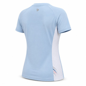 Women's Light Blue Floral Print Quick Dry Sporty T-Shirt Slim Fit Crew Neck Short Sleeve Polyester Spring Summer Workout <b>Top</b> - Product Image 4