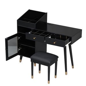 Modern Space-Saving Makeup Vanity <b>Desk</b> with Drawers and Charging Port <b>Small</b> Dressing Table Set for <b>Small</b> Places - Product Image 5