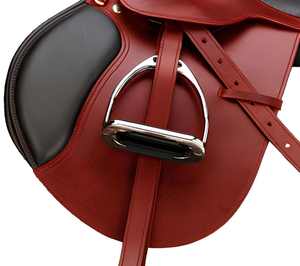 Sillín de cuero inglés con estructura de madera y herrajes de acero inoxidable, modelo TI-MN-E03, duradero y cómodo - Product Image 3