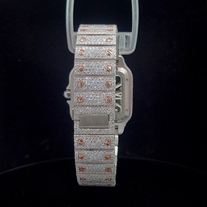 Reloj de Lujo con Esfera Cuadrada y Diamantes, Brazalete con Incrustaciones de Diamantes, Corona de Zafiro Azul, Estilo Hip Hop, Reloj Personalizado para Hombre - Product Image 3