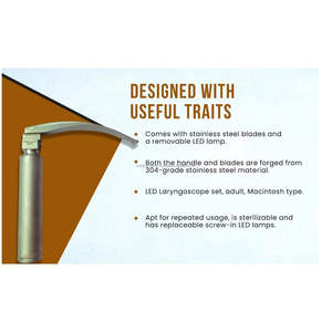 Laryngoscope électrique LED professionnel pour hôpital, ensemble de 4 lames courbées en acier inoxydable, certifié CE ISO, OEM ODM, vente en gros - Product Image 5