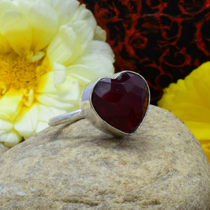 Natural Red <b>Garnet</b> Heart <b>Ring</b> 925 <b>Silver</b> Handmade Jewelry Romantic Promise Wedding Anniversary Valentine <b>Ring</b> for Her - Product Image 2