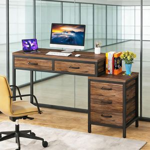 โต๊ะคอมพิวเตอร์แบบมีลิ้นชักแบบพลิกกลับได้พร้อมโต๊ะเขียนหนังสือ ทนทานและใช้งานได้จริง - Product Image 1