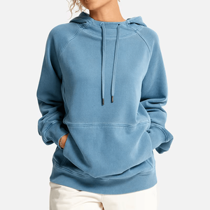 Unisex Oversized Hooded Sweatshirt Raglan Sleeve Solid Sky Color Cotton French Terry Casual Pullover Autumn Wear 2027 - Product Image 1