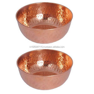 Grand bol de service en cuivre fait à la main pour restaurants buffets salle à manger authentique élégant et durable ustensiles de cuisine élégants - Product Image 6