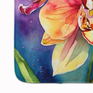 Alfombra de baño de espuma viscoelástica con acuarela de orquídeas, Alfombra de cocina antifatiga lavable a máquina, cojín cómodo, Alfombra de cocina fácil de cuidar - Product Image 4