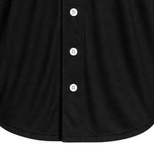 Camiseta de Béisbol Negra para Mujer, Manga Corta, Cuello en V con Botones, Ribete Blanco y Bordado, para Deportes de Equipo y Uso Casual - Product Image 6