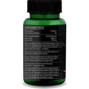 Vitamine D3 5000 UI Capsules végétariennes liquides |   Complément alimentaire en gélules molles de cholecalciférol |   Approvisionnement en gros OEM sous marque privée - Product Image 3