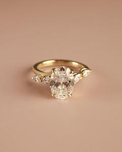 Anillo de compromiso de corte ovalado con certificación IGI personalizable CVD Lab, oro blanco/amarillo de 14K/18K, fiesta de boda Vintage con claridad de la VVS-VS - Product Image 2