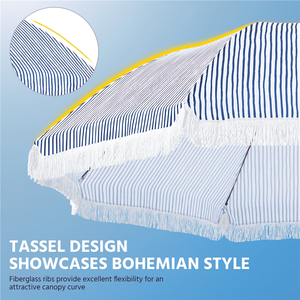 Ombrellone da Patio Moderno da 2,7 Metri con Manovella, Blu e Bianco, Leggero e Pieghevole per Hotel e Parchi - Product Image 3