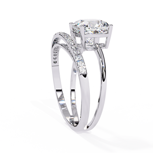 Ensemble de mariage avec diamant de laboratoire taille coussin de 2,00 carats, bague solitaire et pavée en or blanc 14 carats à bande fine, pour anniversaire - Product Image 3