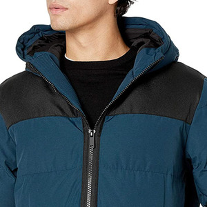 Chaqueta Acolchada con Capucha para Hombre, Diseño Color Block, Cortavientos, de Poliéster, para Invierno, Corte Regular, Cierre de Cremallera, Estilo Casual - Product Image 5