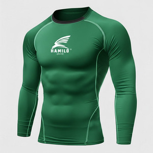 2024 High Quality Breathable <b>Compression</b> <b>Shirt</b> for Men <b>Custom</b> Logo Casual Solid Pattern Long Sleeve with O-Neck - Product Image 3