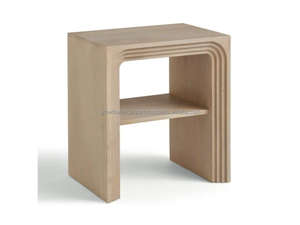 Mesa de Noche Hecha a Mano de Madera de Mango Sólida Romy |   Mesita de Noche Moderna con 2 Cajones y Almacenamiento |   Muebles de Mesa Auxiliar para Dormitorio - Product Image 5