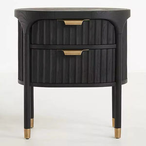 Juego de Mesitas de Noche de Diseño Moderno 2026 con Paneles Acanalados de Madera, Venta Directa de Fábrica, Muebles para Dormitorios, Mesa Auxiliar y Gabinete - Product Image 2