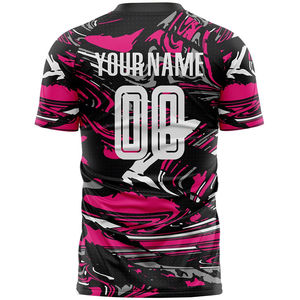 เสื้อฟุตบอลแบบซับลิเมชั่นสีดำชมพูลายพรางแขนสั้น ระบายเหงื่อได้ดี เหมาะสำหรับผู้ใหญ่ทุกเพศ - Product Image 2