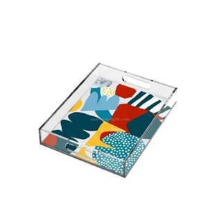 Bandeja de Almacenamiento Transparente Apilable de Acrílico con Diseño Impreso Personalizado para el Hogar, Restaurante, Bar, Hotel, Accesorio para Bodas - Product Image 2