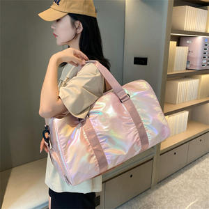 Waterproof High Quality Mermaid Pearlescent Gradient <b>Overnight</b> Duffle Tote Hand Gym Travel <b>Bag</b> Zipper Closure Side Shoe Pocket - Product Image 3