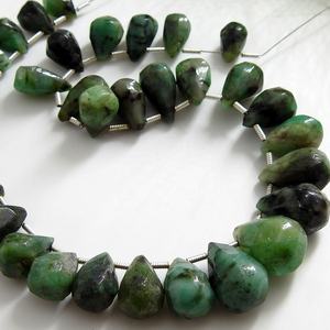 Vert émeraude lisse goutte larme faite à la main en vrac fabrication de bijoux grossiste 12 pouces brin 15X10To10X7MM environ pierre naturelle - Product Image 1