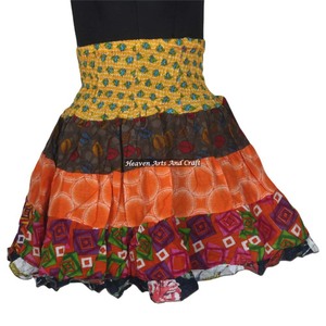 New 2026 Sale Indian Cotton Printed Handmade Patch Work Mini <b>Skirt</b> Vintage Indian Boho Hippie Mini Length Patch Work Cotton Mini - Product Image 2