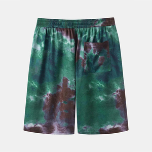 Shorts décontractés tie-dye pour hommes 100 % coton légers avec taille élastique et cordon de serrage, idéaux pour l'été et la plage, bas de pyjama respirants pour hommes - Product Image 2