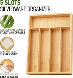 Organisateur de tiroir de cuisine en bambou pour ustensiles, couverts, plateau extensible pour couverts - Product Image 3
