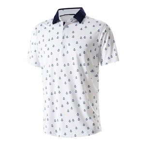 Camiseta de Golf Personalizada con Logotipo Frontal para Hombre, Cuello Rígido, Tela de Forro Polar, Impresión Digital, Diseño de Manga Corta Transpirable con Patrón Sólido - Product Image 1