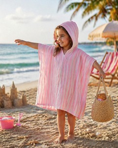 Poncho bébé unisexe personnalisable 100% coton biologique, doux, respirant, à capuche, design doux pour la peau - Product Image 6