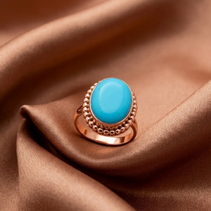 Pure 925 Sterling Silver Turquoise Gemstone <b>Ring</b> Oval Boho Vintage <b>Statement</b> <b>Ring</b> Rose Gold Yellow Gold Plated Jewelry Unisex - Product Image 5