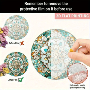 CIFbuy Decorazione da Appendere per Finestra in Acrilico Blu Cielo e Oro con Mandala Bohemien Piatto, Acchiappasole, Ornamento per la Casa, per TikTok e Temu - Product Image 6