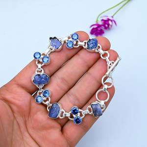 Bracelet à breloques ajustable en argent sterling 925 Tanzanite, design classique simple de luxe, bijoux délicats de haute qualité, anniversaire - Product Image 5