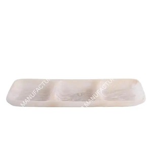 Plateau de service rectangulaire en résine marbrée, assiette à repas compartimentée pour la décoration de table de fête à la maison - Product Image 2