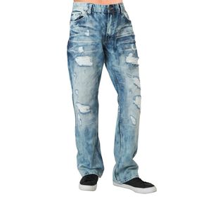 Relaxed Fit Distressed Denim <b>Jeans</b> Men's Heavy Ripped Trousers Medium Wash Cotton Breathable Streetwear Fashion Casual Pants - Product Image 3