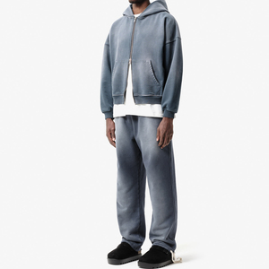 Man Custom Baggy Tracksuit Sweatsuit Blank 100% Premium Cotton Pullover Boxy Hoodies and Sweatpants Sets for Men - Product Image 5